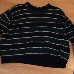 Brandy Melville navy and green striped sweater